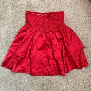 SHEIN Vibrant Red Layered Mini Skirt